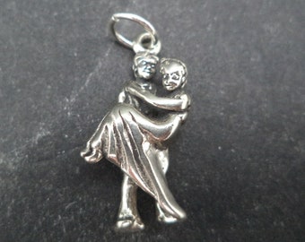 STERLING SILVER 3D Bride and Groom Charm for Charm Bracelet