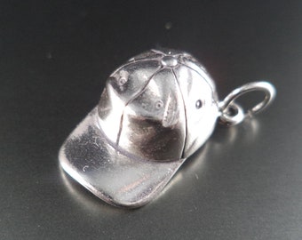 STERLING SILVER 3D Baseball Cap Charm for Charm Bracelet