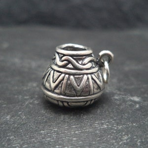 STERLING SILVER 3D Indian Pottery Charm for Charm Bracelet