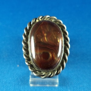 Beautiful Vintage Sterling Silver Fire Opal Navajo Handmade Ring image 1