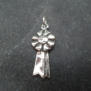 STERLING SILVER 3D 1st Place Ribbon Charm for Charm Bracelet