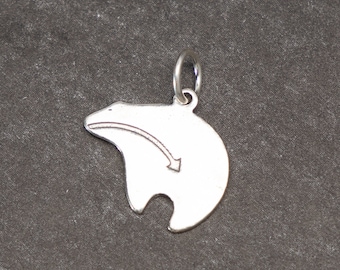 STERLING SILVER Zuni Bear Charm with Heart Line