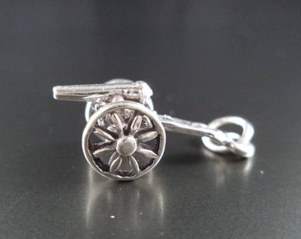 STERLING SILVER 3D Cannon Charm for Bracelet or Necklace