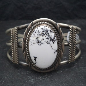 Handmade Sterling Silver Bracelet with Unique White Buffalo Stone from Tonopah, Nevada by Navajo Artist Augustine Largo