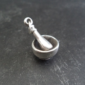 Sterling Silver 3D  pharmacist motar and pestle Charm for Charm Bracelet