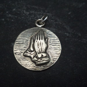 STERLING SILVER 3D Praying Hands with Prayer Charm for Charm Bracelet