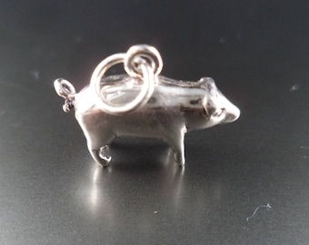 STERLING SILVER 3D Schwein Anhänger für Bettelarmband