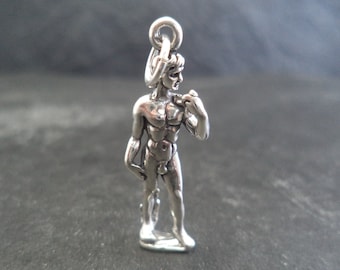 Michelangelo's Sterling Silver 3D Statue of David Charm for Charm Bracelet
