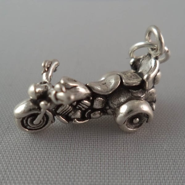 STERLING SILVER 3D 3 Wheeler Motorcycle Charm for Charm Bracelet