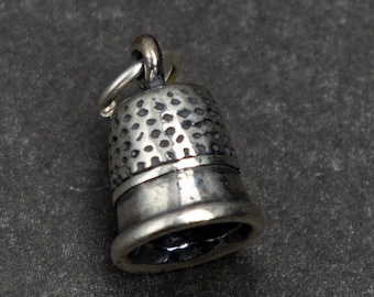 STERLING SILVER 3D Sewing Thimble Charm for Charm Bracelet