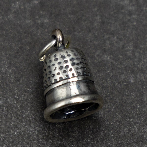 STERLING SILVER 3D Sewing Thimble Charm for Charm Bracelet