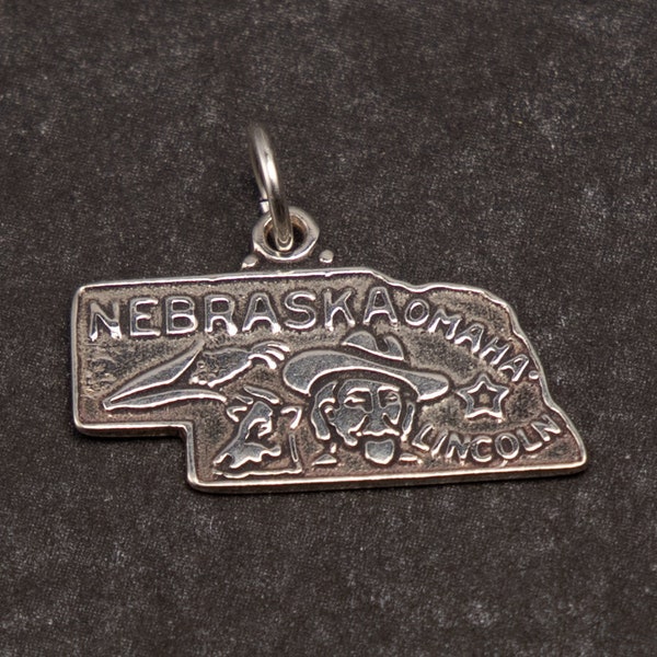 STERLING SILVER State of Nebraska Charm for Charm Bracelet