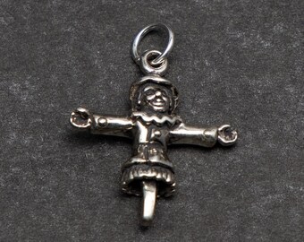 3D Sterling Silver Scarecrow Charm