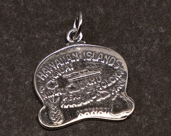 STERLING SILVER State of Hawaii Charm for Bracelet or Necklace