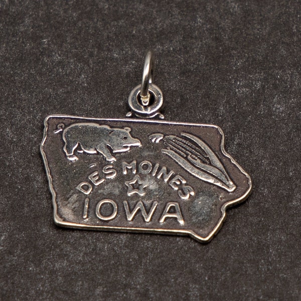 STERLING SILVER State of Iowa Charm for Charm Bracelet