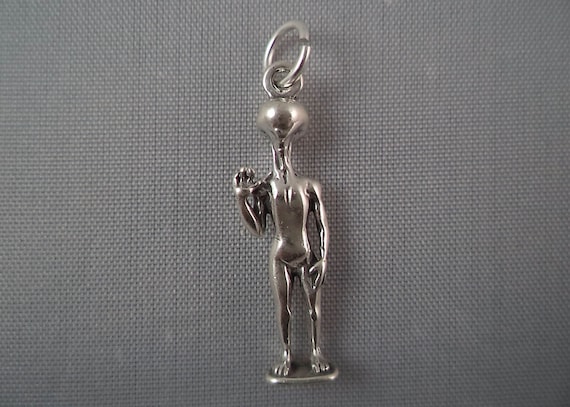 STERLING SILVER 3D Roswell Alien Charm for Bracelet or Necklace