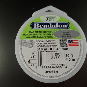 Beadalon 7 Strand Bead Stringing Wire .018 inch x 30 Feet