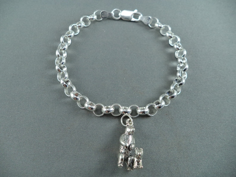 STERLING SILVER Bear with Cub Charm for Charm Bracelet