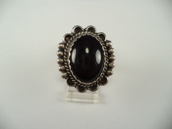 Beautiful Vintage Sterling Silver Onyx Ring By L.… - image 4
