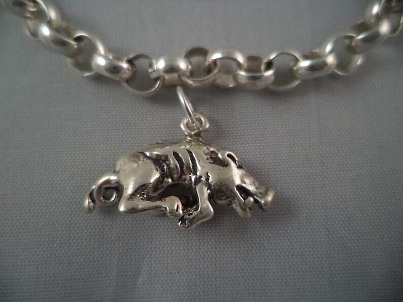 Silver Razorback STERLING SILVER 3D Arkansas Razorback Charm for Bracelet or Necklace - Etsy