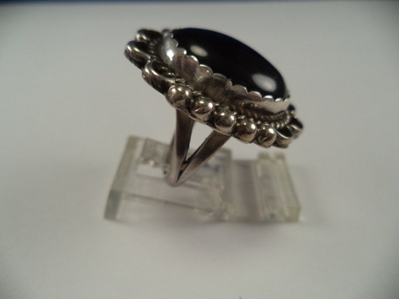 Beautiful Vintage Sterling Silver Onyx Ring By L.… - image 2