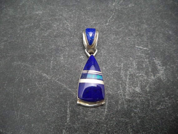 Handcrafted Sterling Pendant with Lapis and Opal by Navajo Artist Cathy Webster