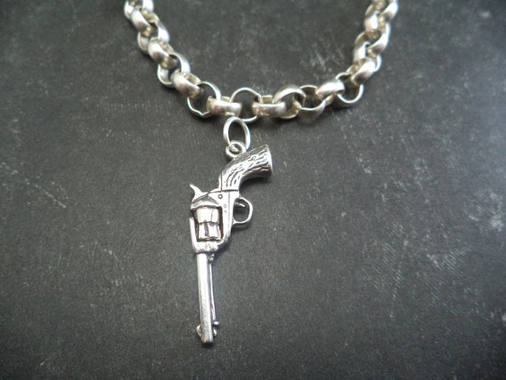 Sterling Silver 925 Moving Gun Charm - 3D Pendant Charm For Bracelets & Necklaces