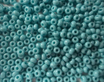 Size 10 Opaque Turquoise Blue Seed Beads - Approximately 25 Grams