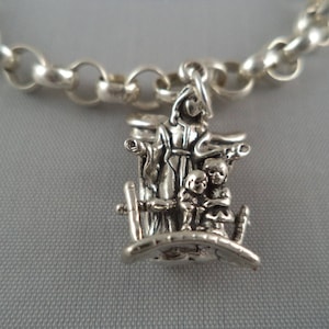 STERLING SILVER 3D Guardian Angel with Children Charm for Charm Bracelet