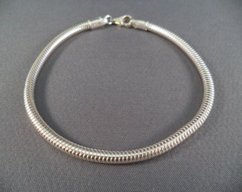Pulsera de cadena de serpiente de plata de ley de 8 pulgadas y 3 mm para nuestras ruedas Story o cuentas de cristal de Murano de estilo europeo