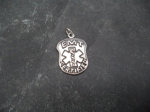 EMT Certified Badge Charm Medical Sterling Silver EMT Certified Badge Charm Medical Sterling Silver