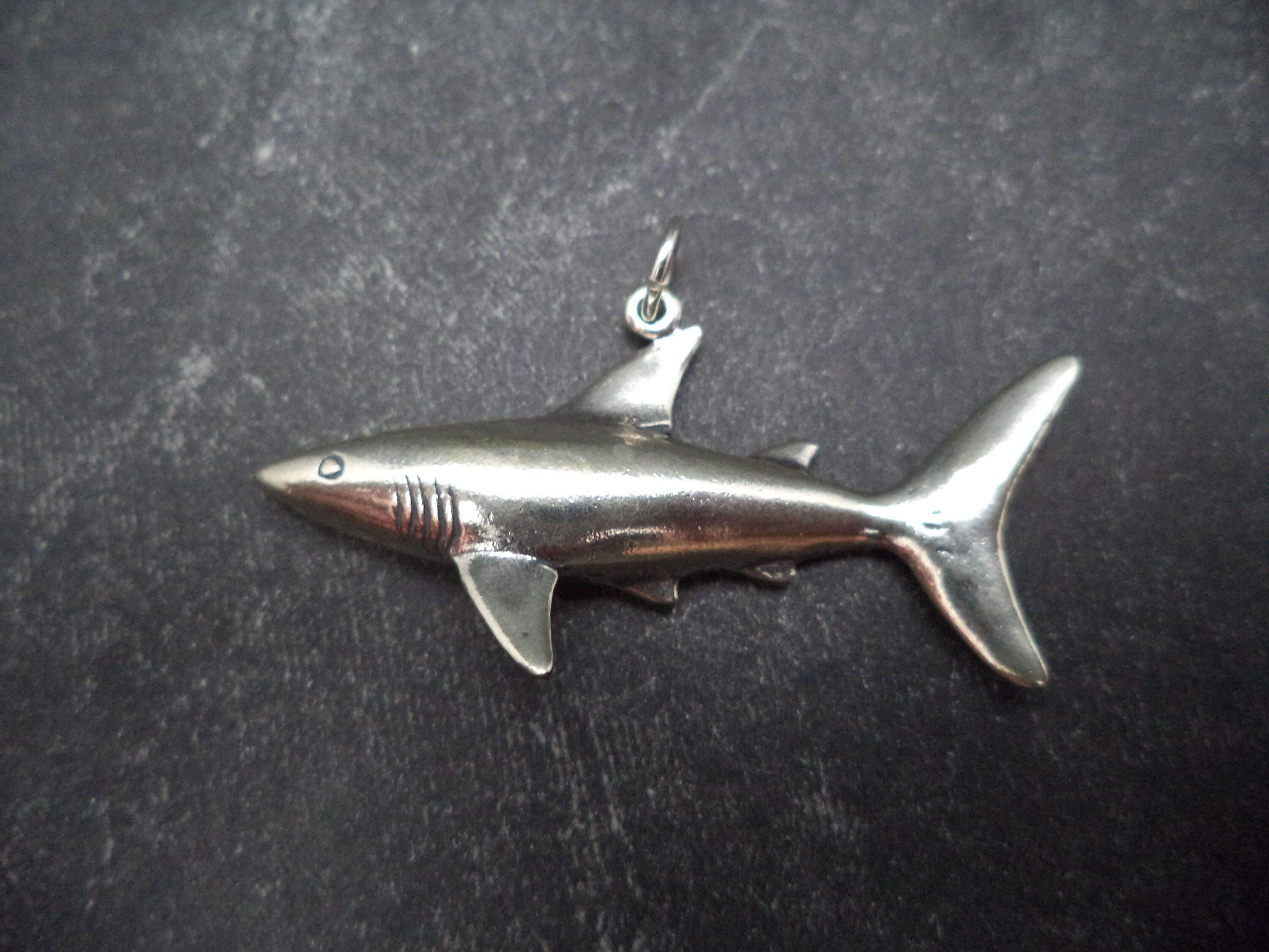 Sterling Silver Shark Pendant - Etsy