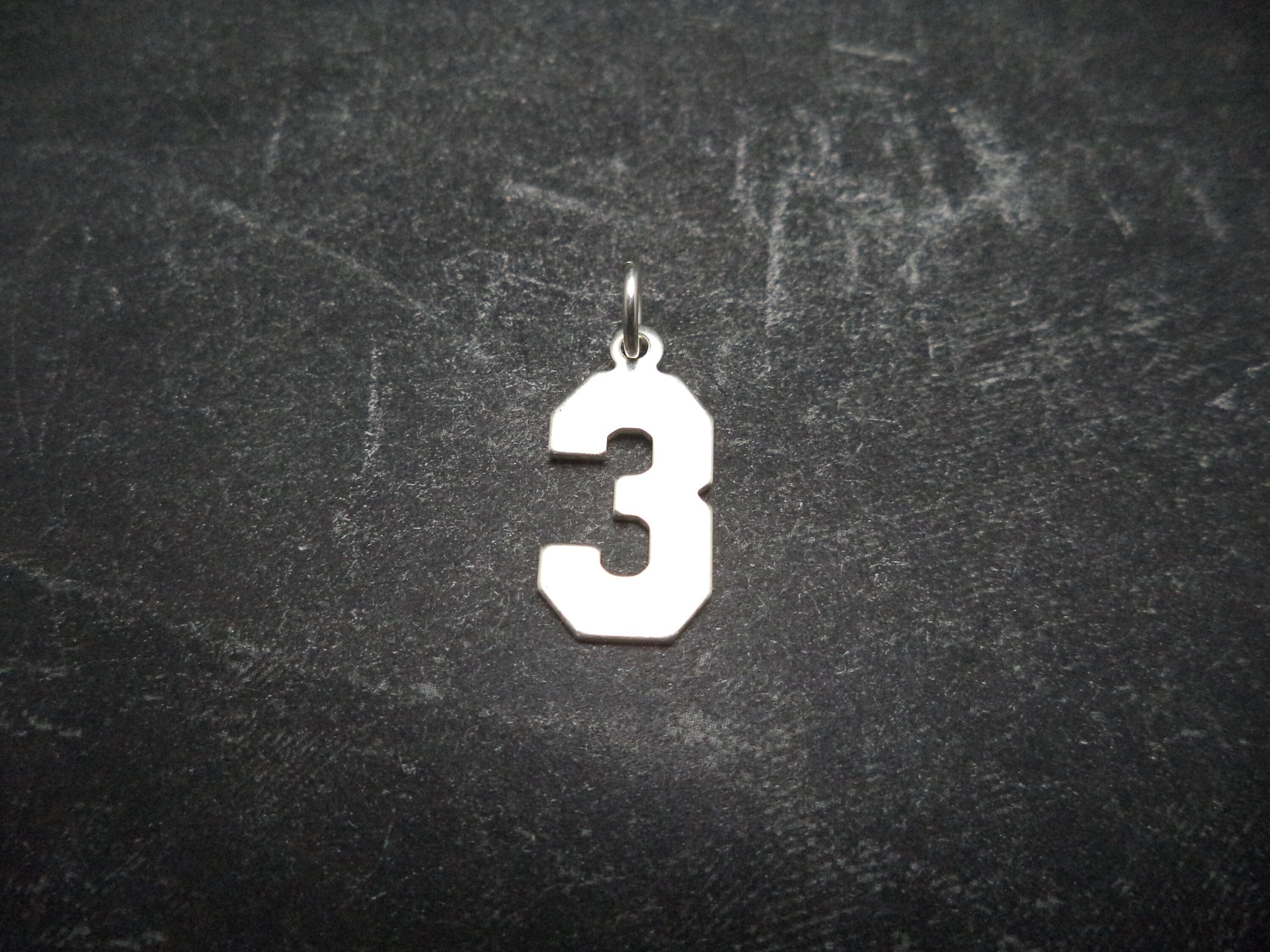 thumbnail image 2 of Sterling Silver Number 3 Charm Pendant - Solid 925 Block Three, Unbranded 2 of 2