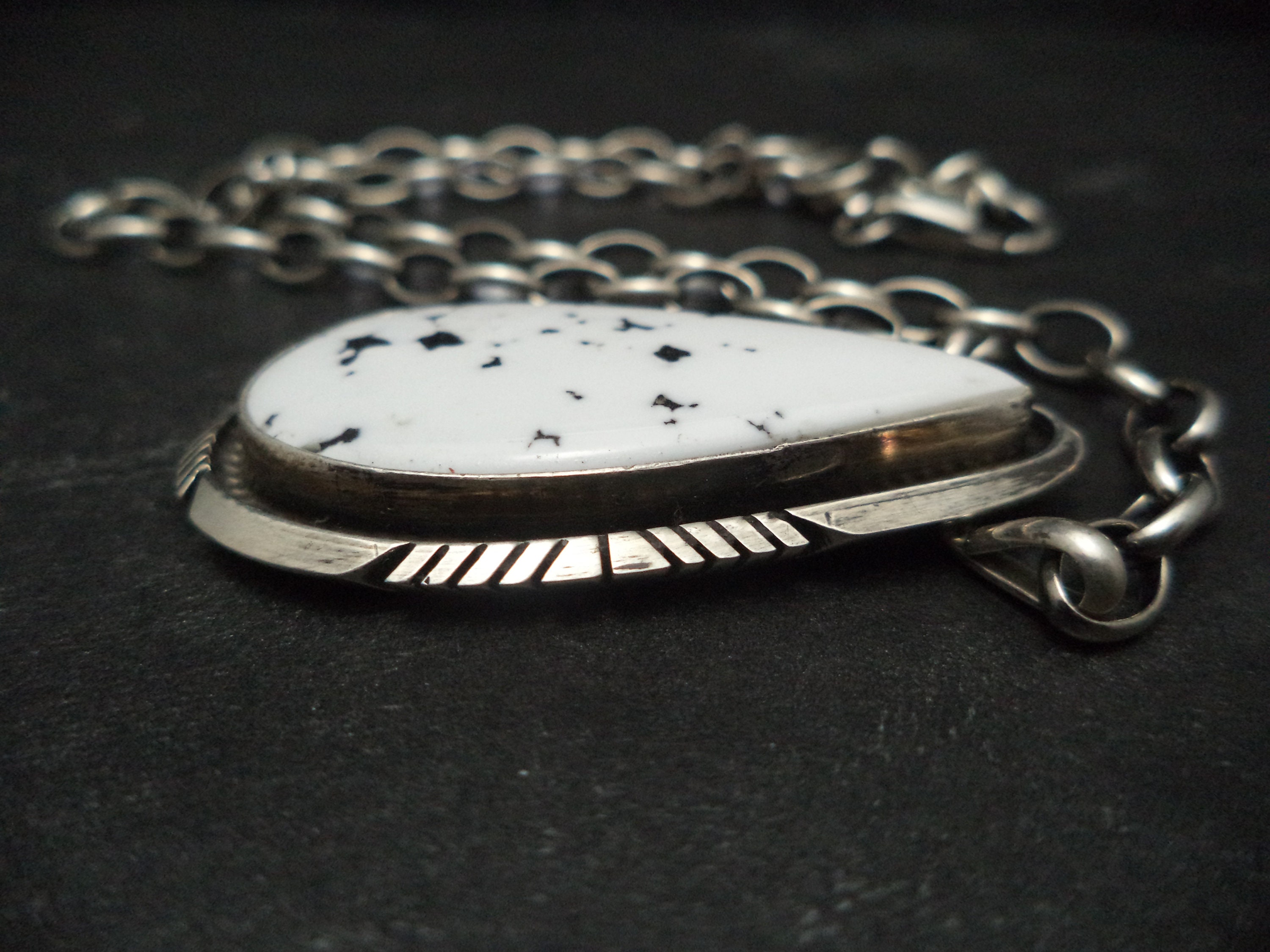 Handcrafted White Buffalo Pendant and 16 Inch Attached