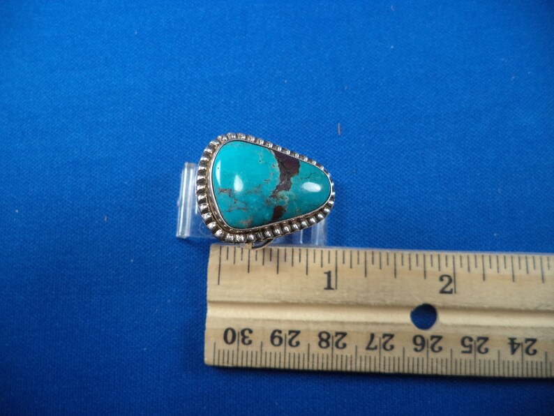 Beautiful Vintage Sterling Silver Kingman Turquoise Navajo Handmade Ring By Scott Skeets