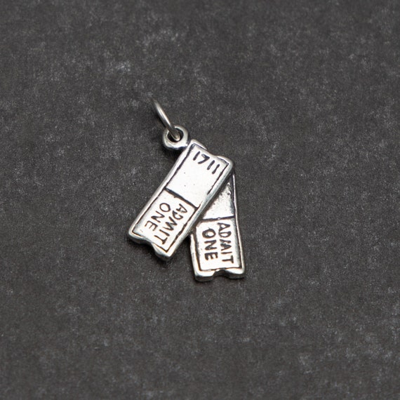 Sterling Silver Movie Tickets Charm: 3D Charm Bracelet Pendant