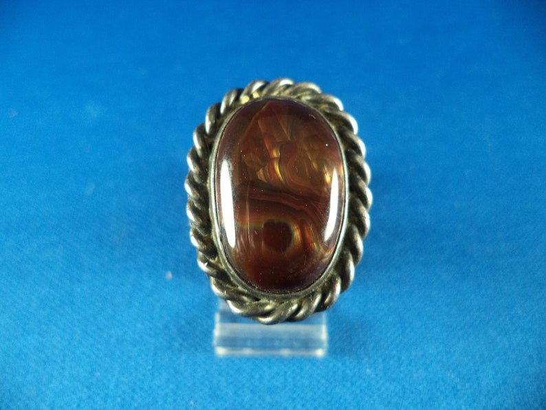 Beautiful Vintage Sterling Silver Fire Opal Navajo Handmade Ring image 1