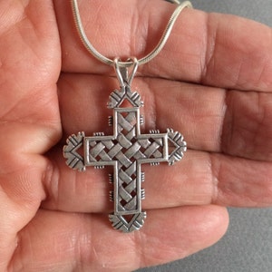 STERLING SILVER Woven Cross Design Cross Pendant