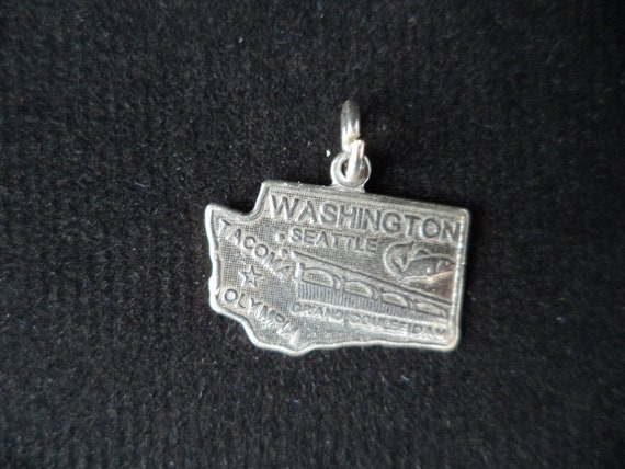 STERLING SILVER State of Washington Charm for Charm Bracelet
