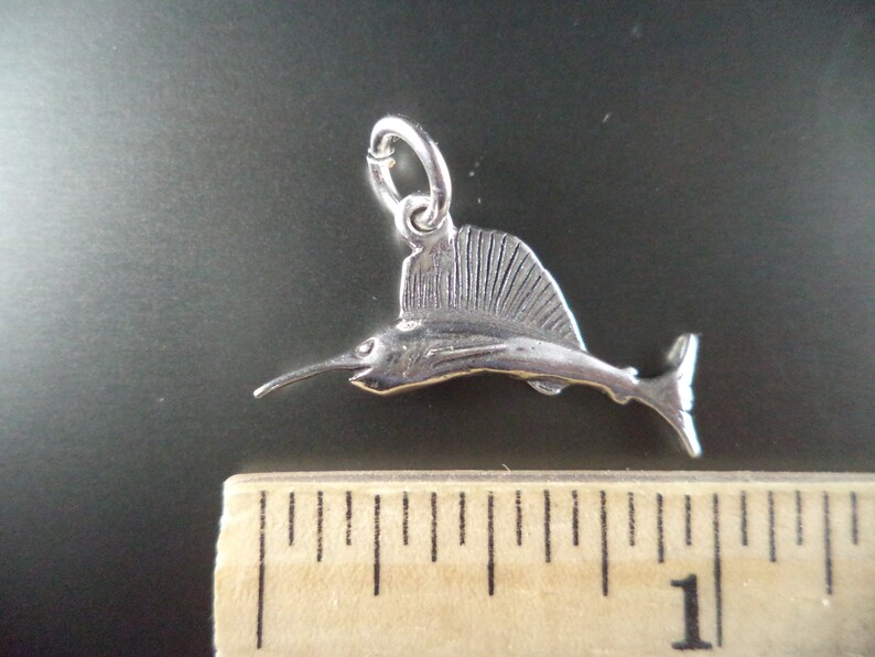 STERLING SILVER 3D Sword Fish Charm for Charm Bracelet
