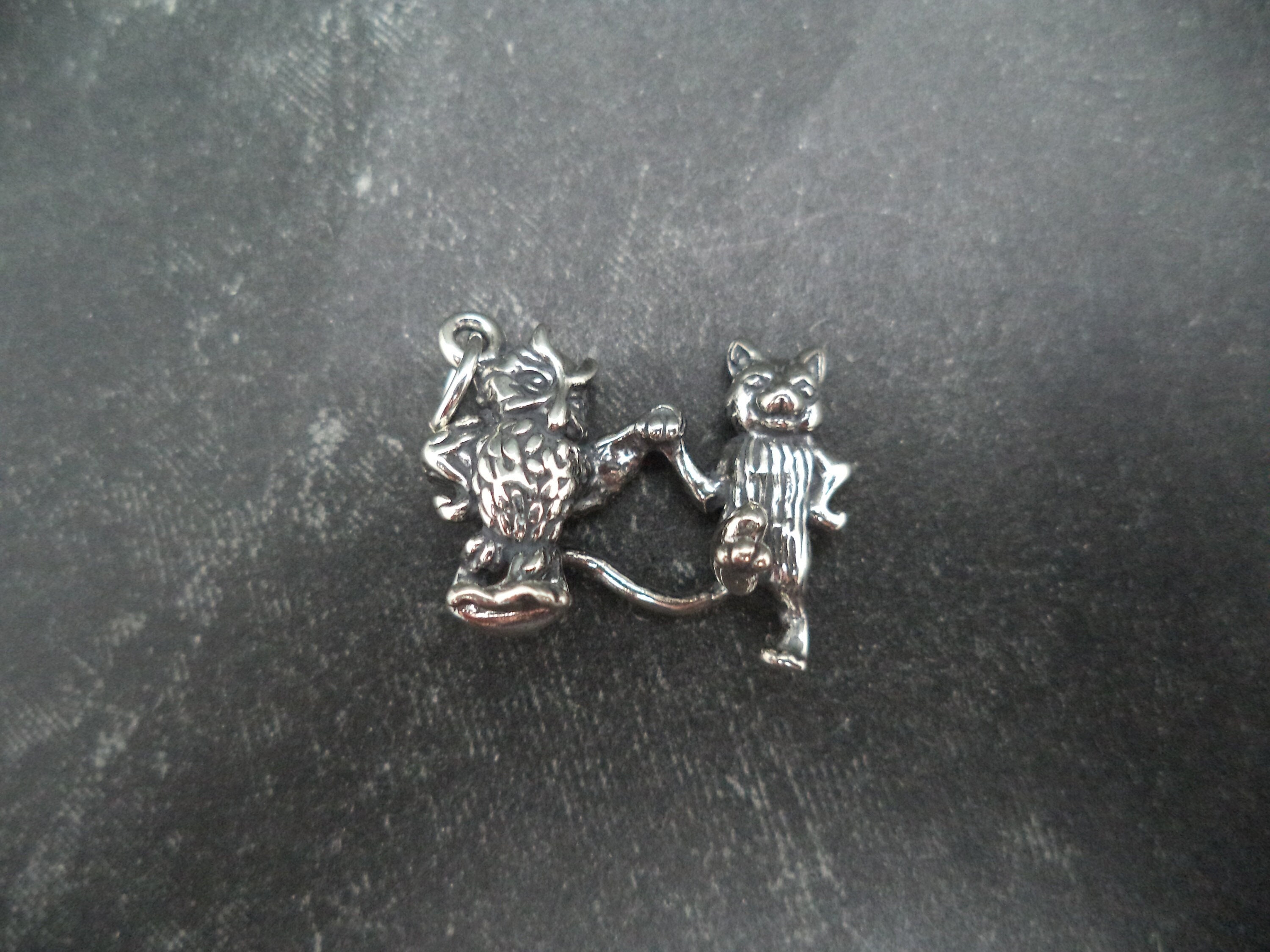 Sterling Silver 3D The Owl & the Pussy Cat Charm for Charm Bracelet