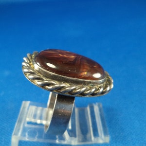 Beautiful Vintage Sterling Silver Fire Opal Navajo Handmade Ring image 2