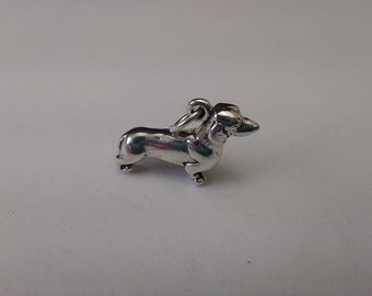 STERLING SILVER 3D Dachshund Charm for Charm Bracelet