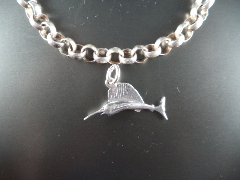 STERLING SILVER 3D Sword Fish Charm for Charm Bracelet