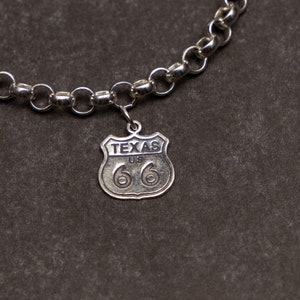 STERLING SILVER Texas Route 66 Charm for Charm Bracelet image 2