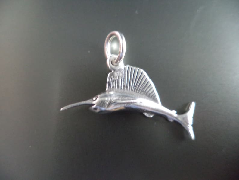 STERLING SILVER 3D Sword Fish Charm for Charm Bracelet