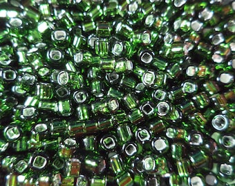 Size #6 SB SL Green #15 Seed Beads - Approximately 25 Grams