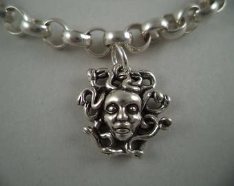 STERLING SILVER Medusa Charm for Charm Bracelet