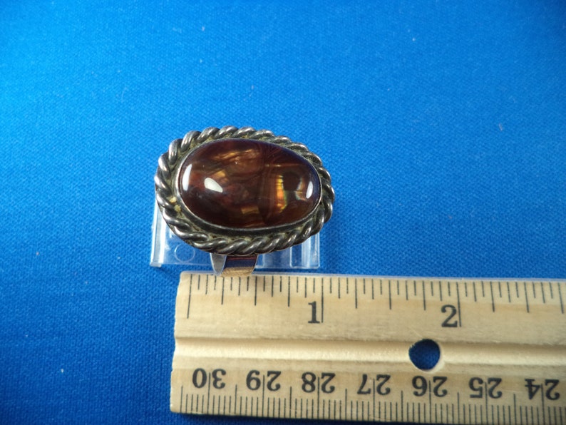 Beautiful Vintage Sterling Silver Fire Opal Navajo Handmade Ring image 5