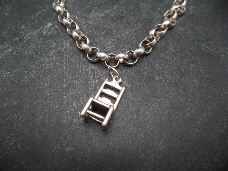 STERLING SILVER 3D Step Back Chair Charm for Charm Bracelet image 2